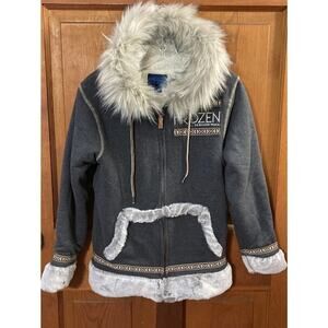 Disney‎ Frozen Broadway Musical Jacket Sz S Grey Sherpa Kristoff Faux Fur